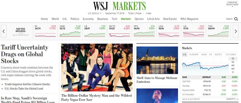 Wall Street Journal Frontpage News Digital 
