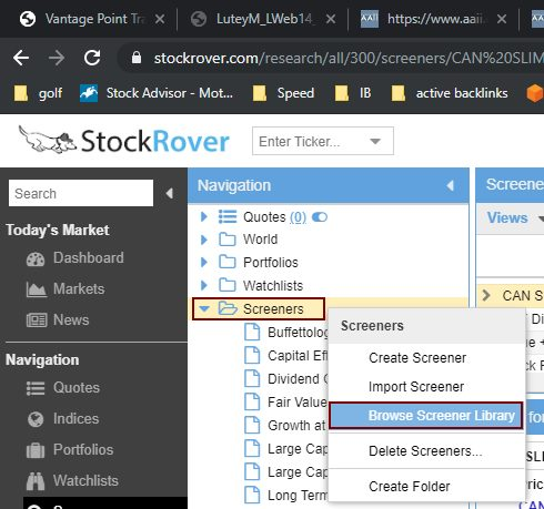 Importing the CANSLIM Screener into Stock Rover